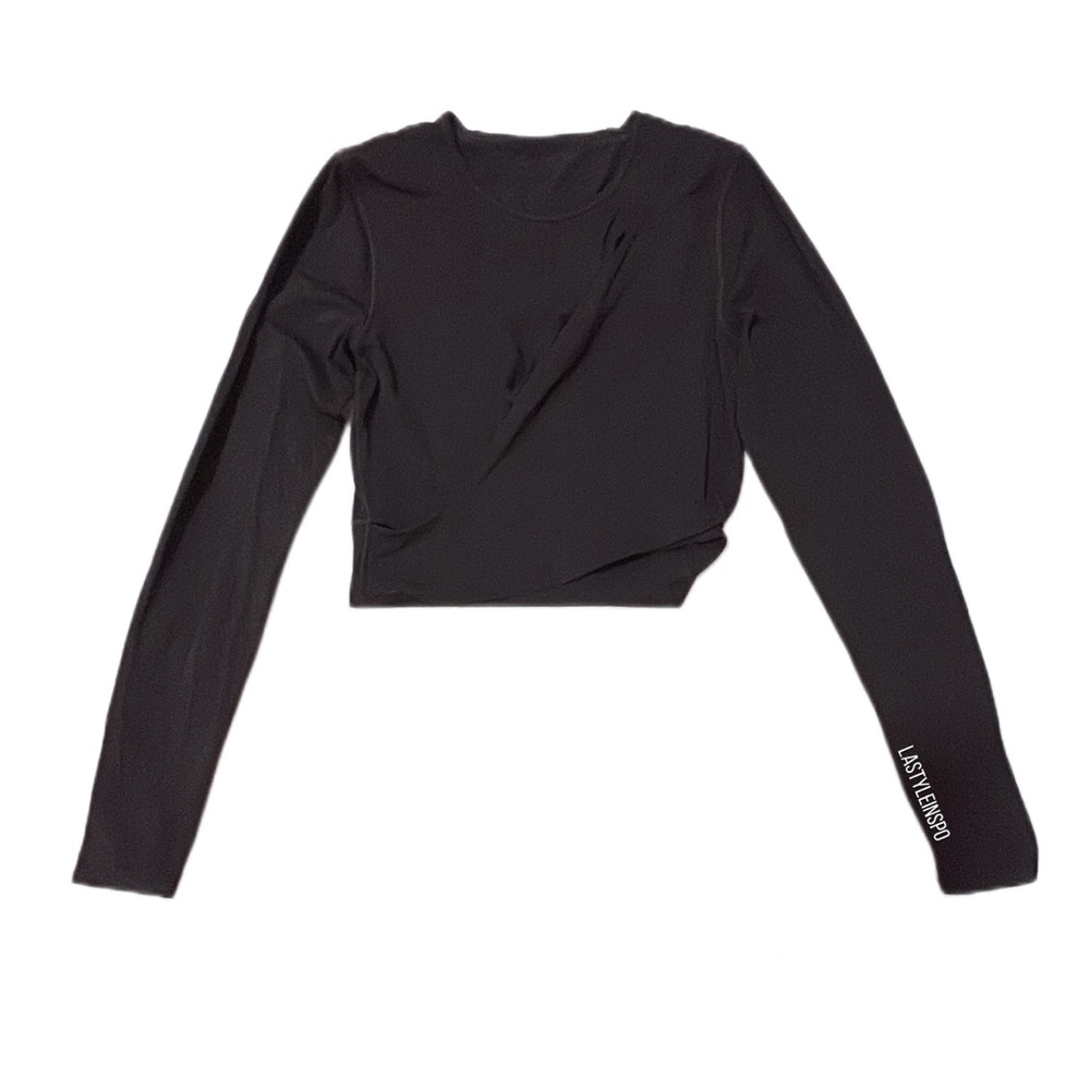 Stori. Cut Front Long Sleeved Crop Top Black Size Small